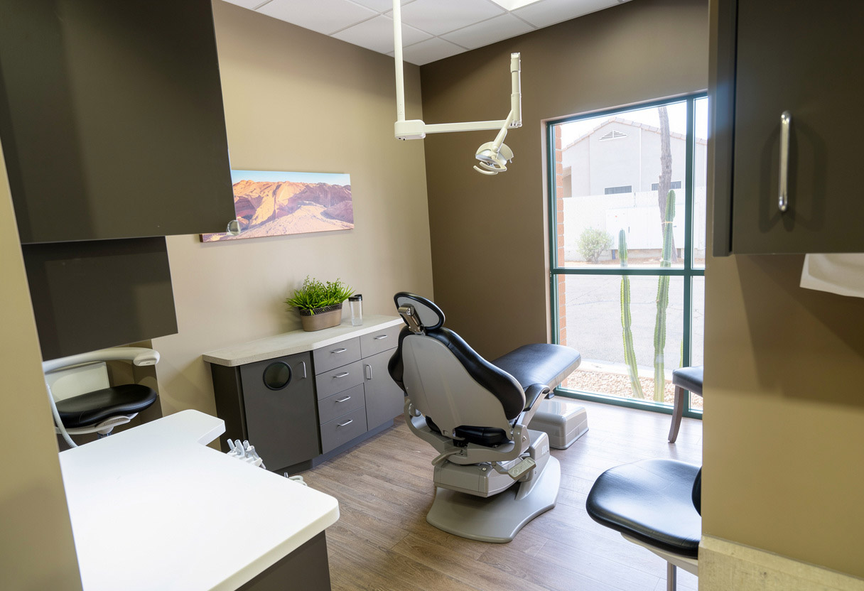 Photo of an exam room at Mountain View Family Dental.