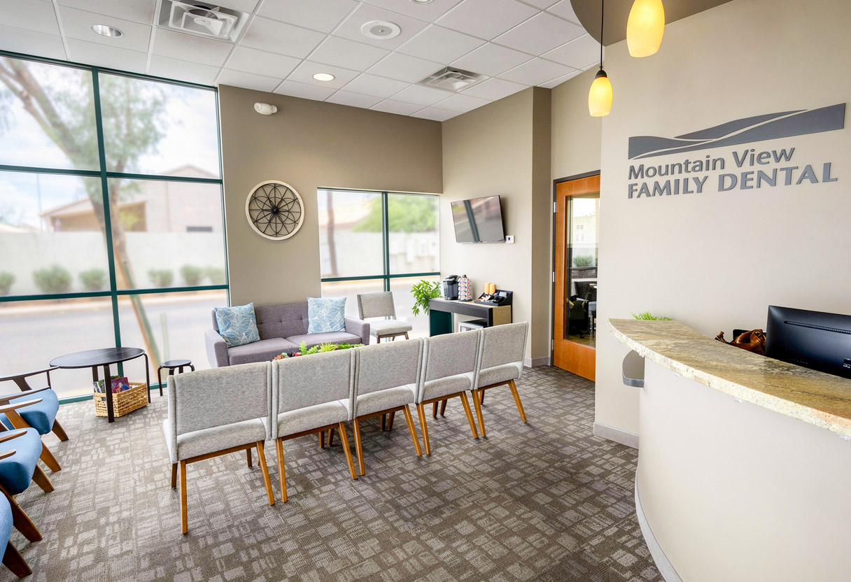 Photo of the reception area of Mountain View Family Dental.