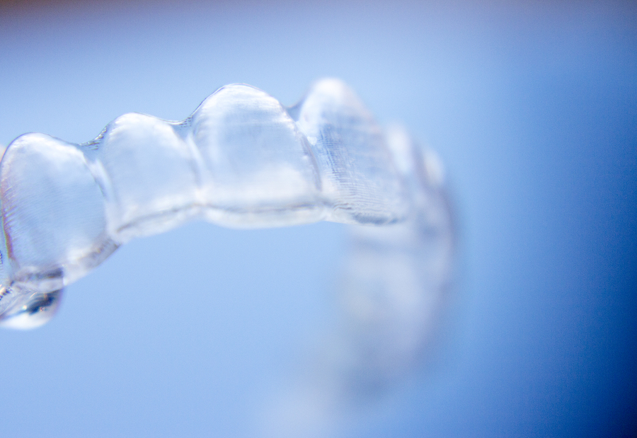 Photo of a clear aligner. Clear aligners are one treatment an orthodontist may recommend for smile alignment.